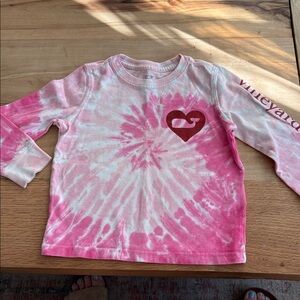 Vineyard Vines Pink Tie-Dye Long Sleeve with Heart Emblem